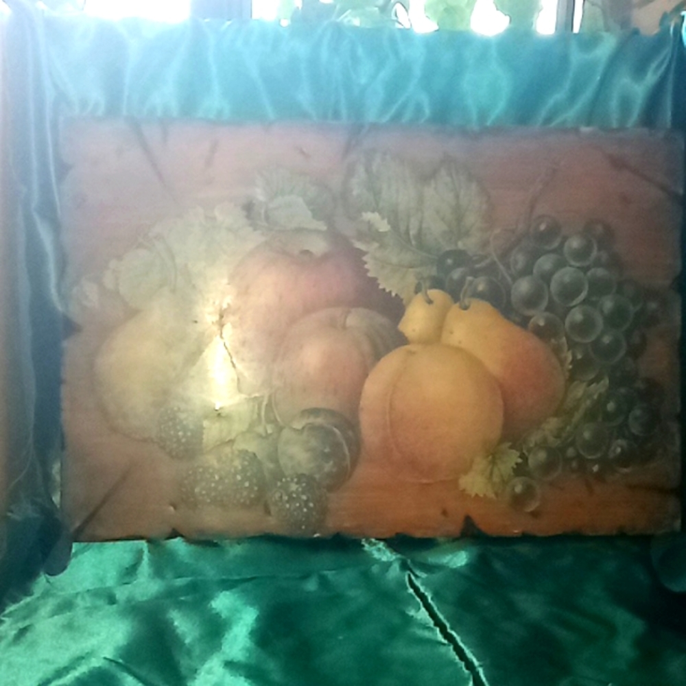 Vintage Tuscany fruit decoupage on wood